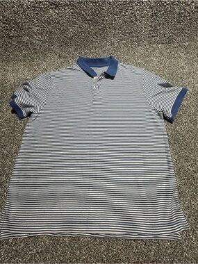 L.L. Bean Blue and White Striped Polo Men’s XL cotton